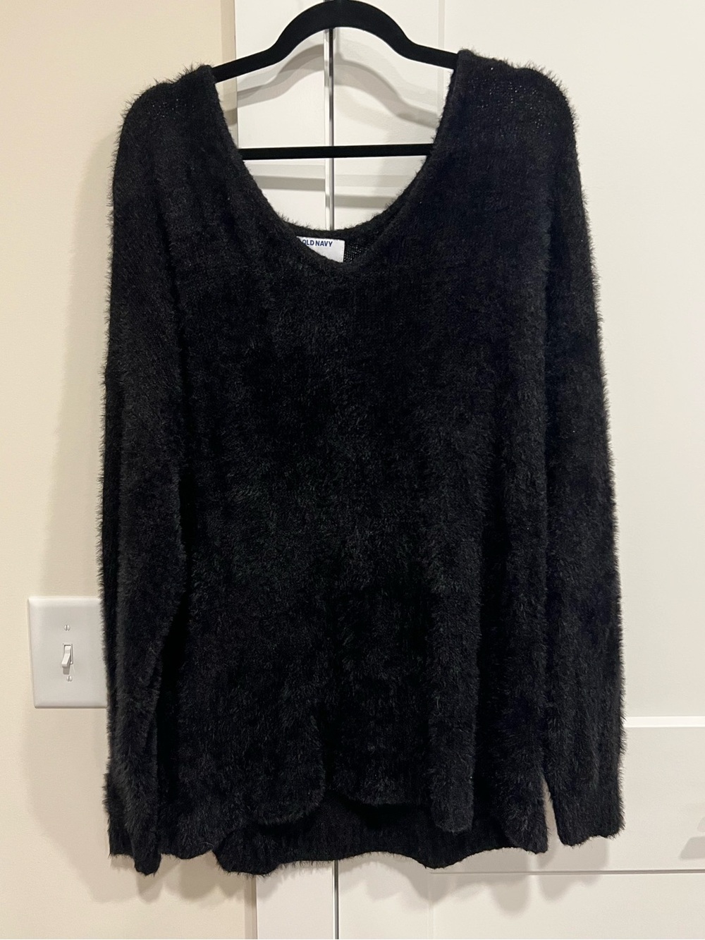 Old Navy Oversized Black Fuzzy V-Neck Sweater